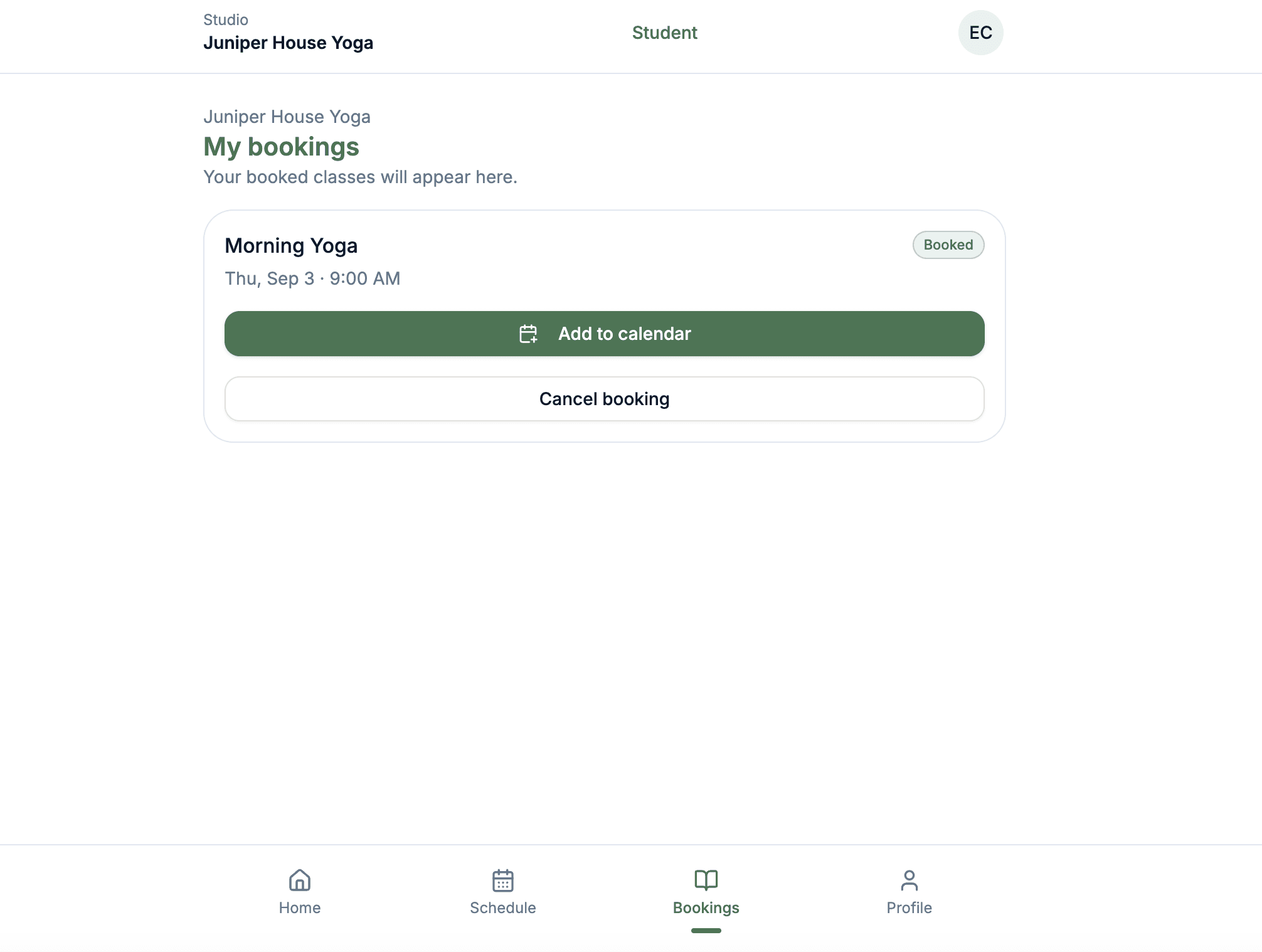 Student app screenshot