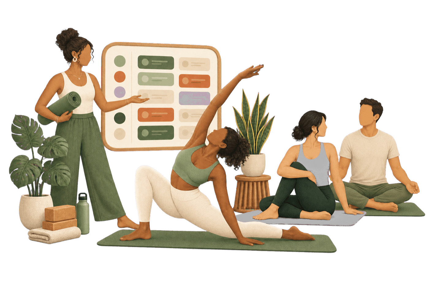 Yoga studio scheduling illustration